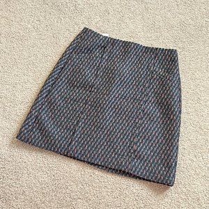 / Ann Taylor LOFT Jacquard Short Skirt Criss Cross Pattern Wool Blend NWOT US 2